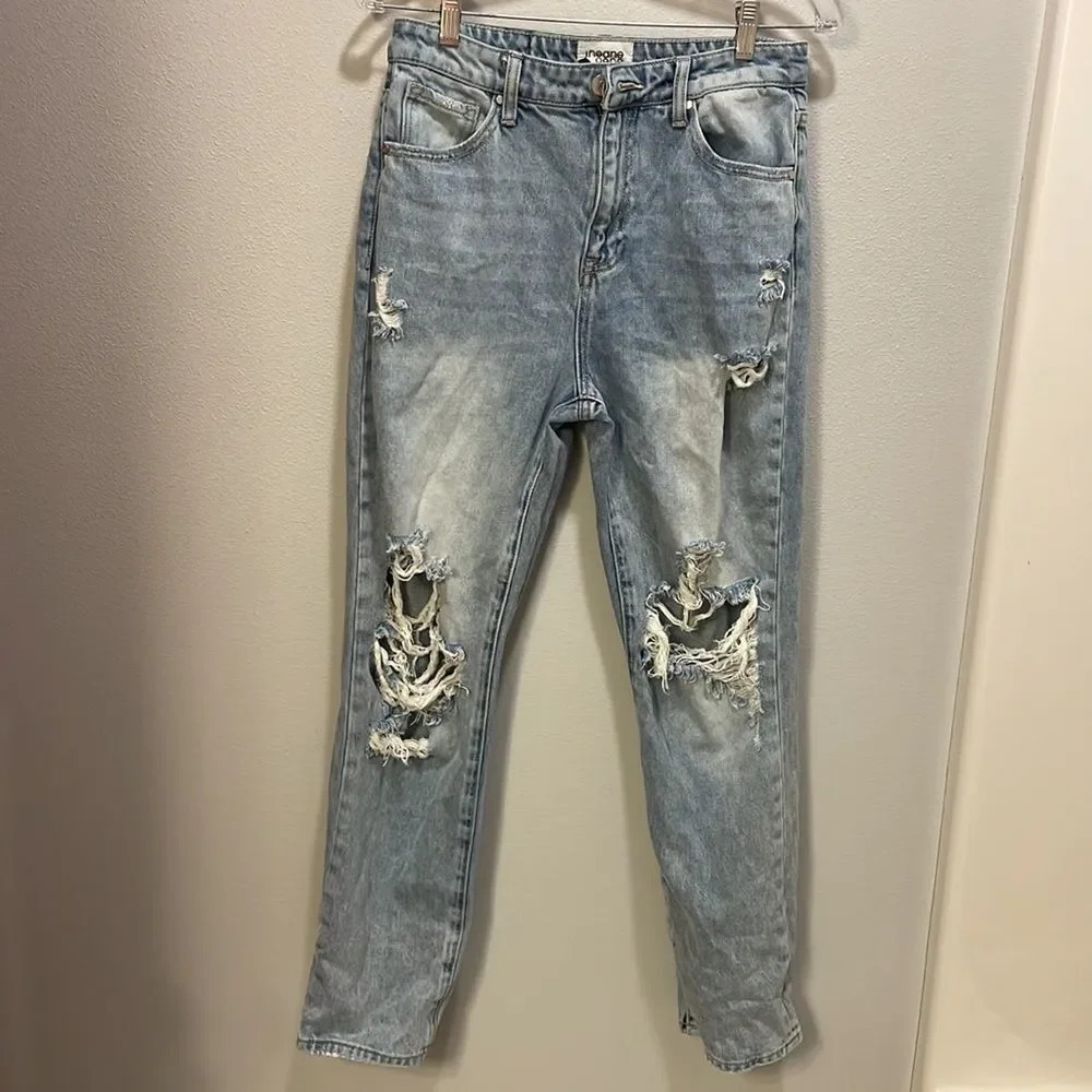 Nwot Insane Oene woman’s light blue ripped jeans - Picture 2 of 14